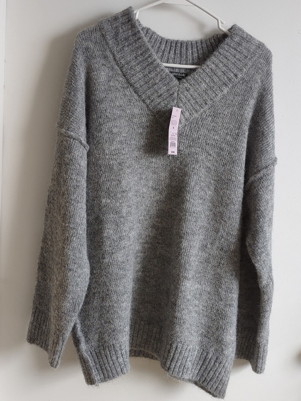 Heather Gray V-Neck Cozy Knit Sweater
